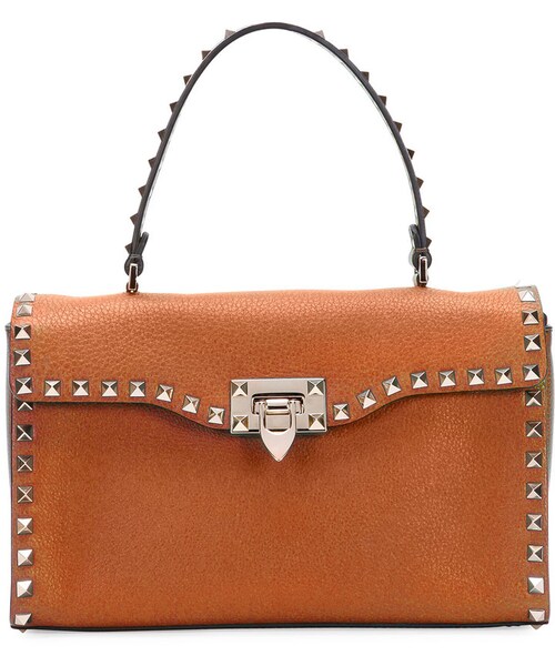 VALENTINO（ヴァレンティノ）の「Valentino Rockstud Small Single-Handle Satchel Bag, Tan（ショルダーバッグ・レディース・Brown・One Size）」の3枚目の写真