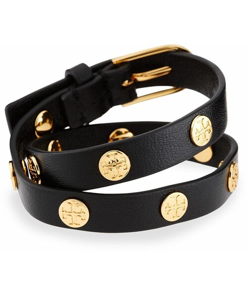 TORY BURCH（トリーバーチ）の「Tory Burch Leather Logo-Stud Double-Wrap Bracelet（ブレスレット・レディース・AGED VACHETTA/SHI/Brown/Gold/Gray・One Size）」の6枚目の写真