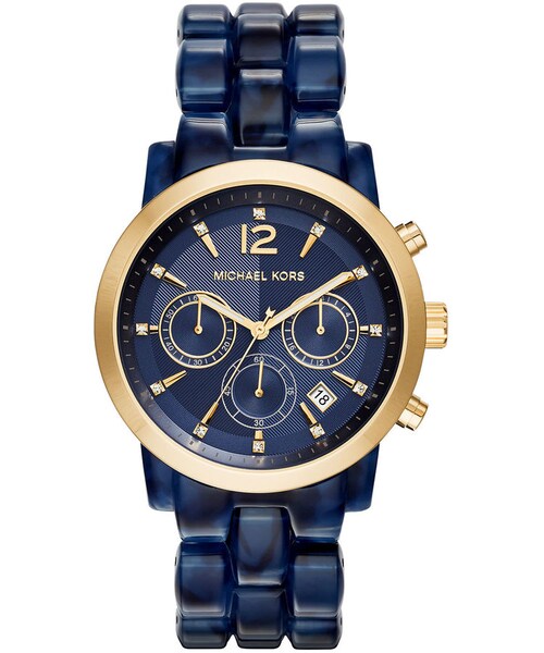 MICHAEL KORS（マイケルコース）の「Michael Kors 41.5mm Audrina Acetate Watch（アナログ腕時計・レディース・Blue/Brown・One Size）」の4枚目の写真