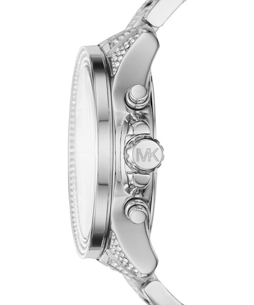 MICHAEL KORS（マイケルコース）の「MICHAEL MICHAEL KORS 41.5mm Wren Pavé Crystal Watch（アナログ腕時計・レディース・Silver・One Size）」の2枚目の写真