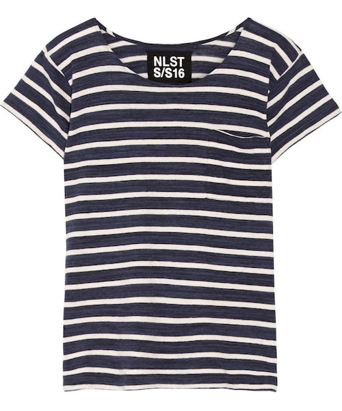 NLST（エヌリスト）の「NLST Striped Cotton-Jersey T-Shirt（Tシャツ 