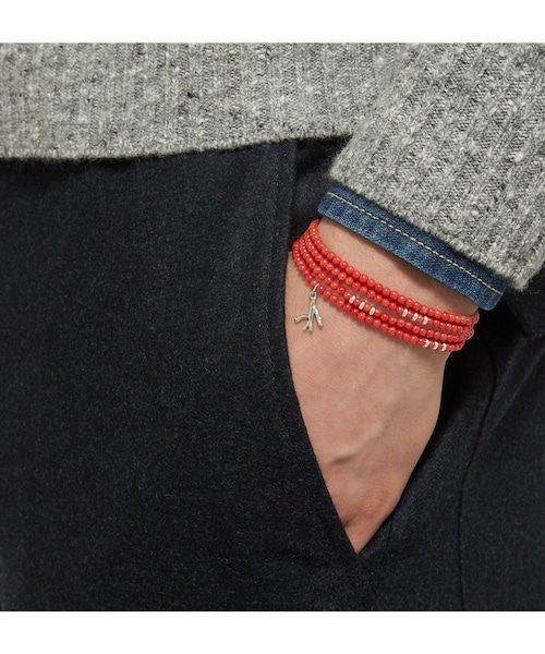 ISAIA（イザイア）の「Isaia Saracino Red Coral and Silver Bead Wrap