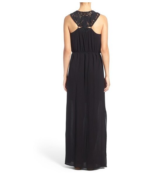 ROXY（ロキシー）の「Roxy 'Shining Sea' Macramé Maxi Dress（ワンピース・レディース・Black・Regular Medium/Regular Small/Regular X-Small）」の4枚目の写真