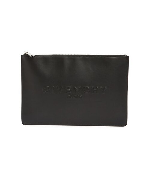 GIVENCHY(ジバンシイ)の「Givenchy 'Large Classic' Logo Debossed Leather Pouch(クラッチバッグ・レディース・Black・Regular)」の1枚目の写真