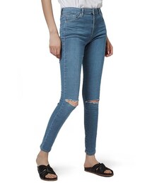 TOPSHOP | Topshop 'Leigh' Ripped Skinny Jeans(デニムパンツ)
