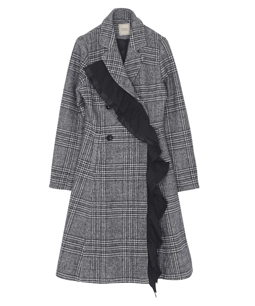 EATME(イートミー)の「フリルダブルワンピースコート(ジャケット/アウター・レディース・ブラック/ミックス)」の2枚目の写真