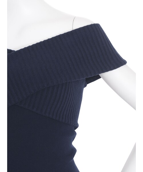 EMODA（エモダ）の「RIBデコルテトップ（トップス・レディース・ホワイト/ブラック/ネイビー/ベージュ・F）」の13枚目の写真