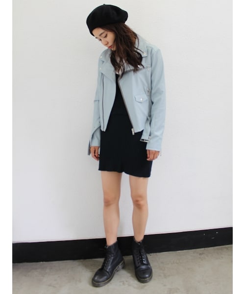 jouetie(ジュエティ)の「レースアップライダース(ジャケット/アウター・レディース・ブラック/ベビーピンク/アイスブルー)」の8枚目の写真