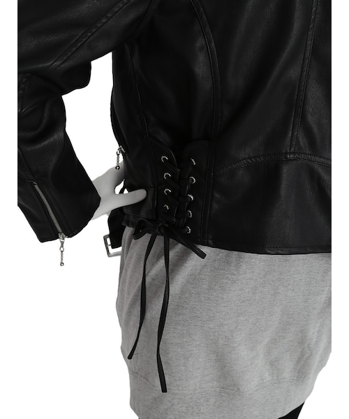 jouetie(ジュエティ)の「レースアップライダース(ジャケット/アウター・レディース・ブラック/ベビーピンク/アイスブルー)」の12枚目の写真