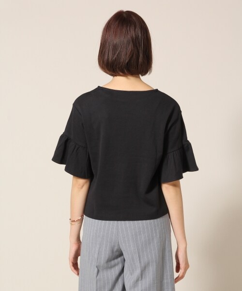 LOWRYS FARM（ローリーズファーム）の「カリフォルニアソデフリルプルオーバー（トップス・オフ/ブラック/ボーダー/グレー/テラコッタ/カーキ・M/L）」の9枚目の写真