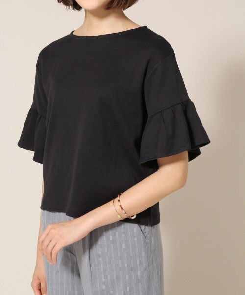 LOWRYS FARM（ローリーズファーム）の「カリフォルニアソデフリルプルオーバー（トップス・オフ/ブラック/ボーダー/グレー/テラコッタ/カーキ・M/L）」の11枚目の写真