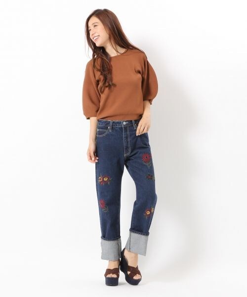 BLISS POINT（ブリスポイント）の「ボリュームパフニットプルオーバー（トップス・オフホワイト/オレンジ/ブラウン/ネイビー・M/L）」の6枚目の写真