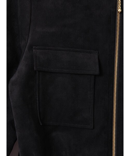 31 Sons de mode（トランテアン　ソン　ドゥ　モード）の「トリコットスエードノーカラーブルゾン《予約アイテム》（ジャケット/アウター・レディース・ブラック/カーキ/ライトグレー・36/38）」の7枚目の写真