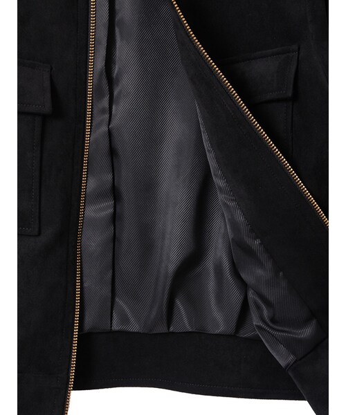 31 Sons de mode（トランテアン　ソン　ドゥ　モード）の「トリコットスエードノーカラーブルゾン《予約アイテム》（ジャケット/アウター・レディース・ブラック/カーキ/ライトグレー・36/38）」の5枚目の写真