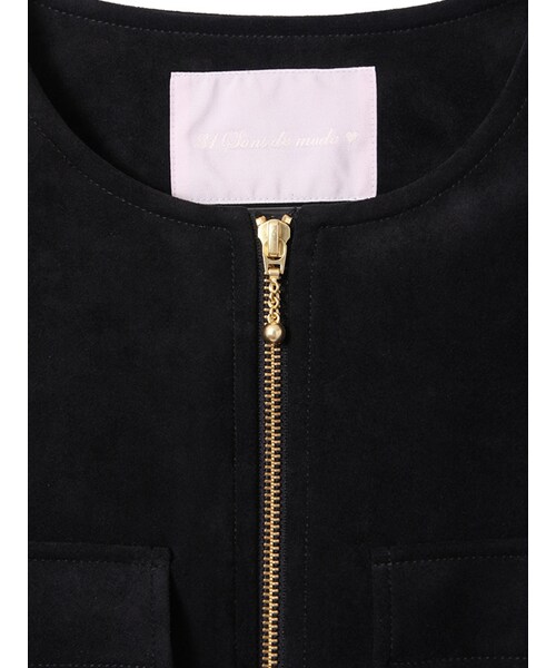 31 Sons de mode（トランテアン　ソン　ドゥ　モード）の「トリコットスエードノーカラーブルゾン《予約アイテム》（ジャケット/アウター・レディース・ブラック/カーキ/ライトグレー・36/38）」の6枚目の写真