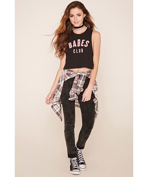 FOREVER 21（フォーエバー トゥエンティーワン）の「FOREVER 21 Babes Club Cropped Tank（タンクトップ・レディース・Pink/Yellow・S/M/L）」の5枚目の写真