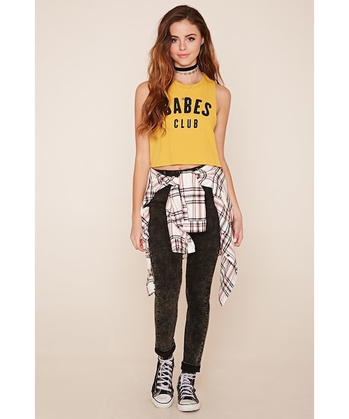 FOREVER 21（フォーエバー トゥエンティーワン）の「FOREVER 21 Babes Club Cropped Tank（タンクトップ・レディース・Pink/Yellow・S/M/L）」の8枚目の写真