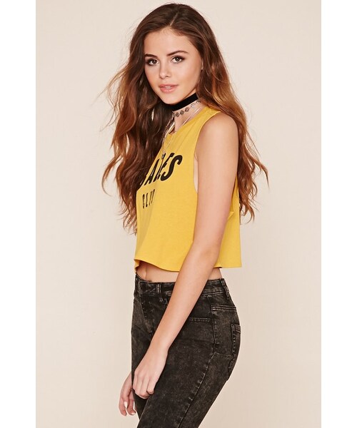 FOREVER 21（フォーエバー トゥエンティーワン）の「FOREVER 21 Babes Club Cropped Tank（タンクトップ・レディース・Pink/Yellow・S/M/L）」の9枚目の写真