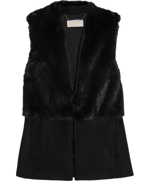 michael kors black faux fur vest