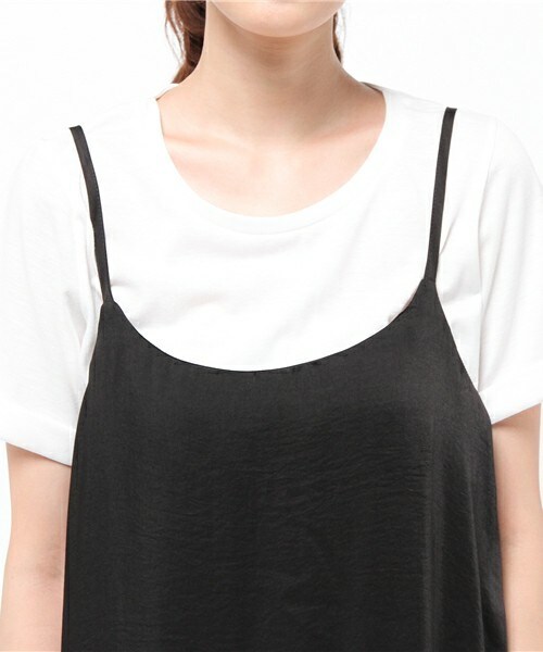 INTERPLANET WINGS(インタープラネットウィング)の「ビンテージサテンキャミOP・TシャツSET(ワンピース・レディース・ブラック/グレー/ボルドー・FREE)」の7枚目の写真