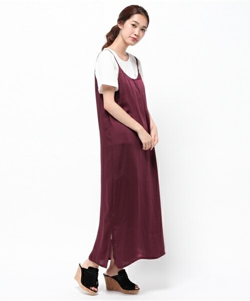 INTERPLANET WINGS(インタープラネットウィング)の「ビンテージサテンキャミOP・TシャツSET(ワンピース・レディース・ブラック/グレー/ボルドー・FREE)」の11枚目の写真