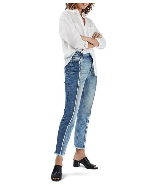 TOPSHOP（トップショップ）の「Topshop Panel Crop Straight Leg Jeans（デニムパンツ・レディース・Blue・Regular 25 x 30/Regular 26 x 30/Regular 28 x 30/Regular 30 x 30/Regular 32 x 30/Regular 34 x 30）」の4枚目の写真