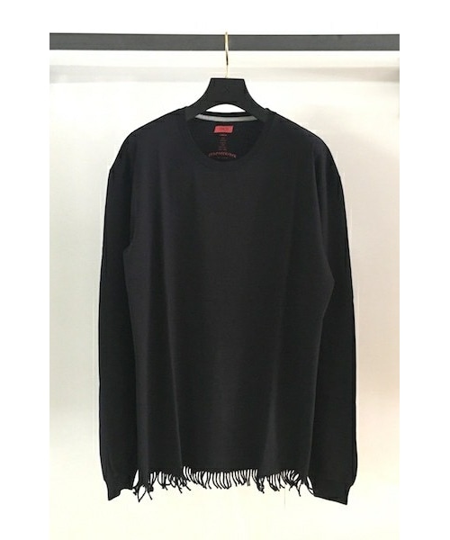ETHOS（エトス）の「FRINGE LONG TEE（Tシャツ/カットソー・メンズ・WHITE/BLACK・L）」の2枚目の写真