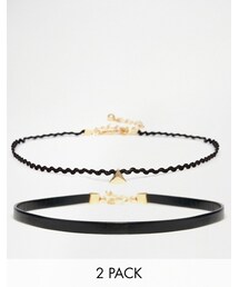 asos | ASOS COLLECTION ASOS 2 Pack Double Triangle Choker Necklace(ネックレス)