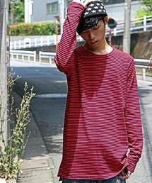 glory crew | グランジ風ボーダーロングTシャツ（サムホール）(Tシャツ/カットソー)