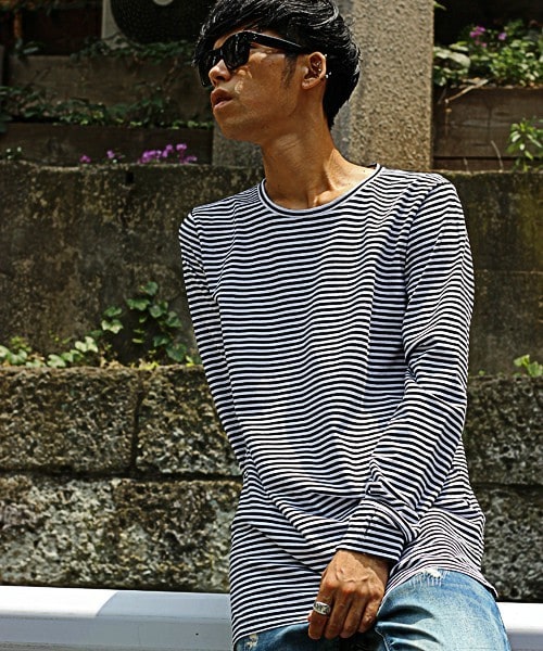 90s FADED GLORY ボーダー ロング Tシャツ 90's 00's FADED GLORY ボーダー クルーネック Tシャツ (XL