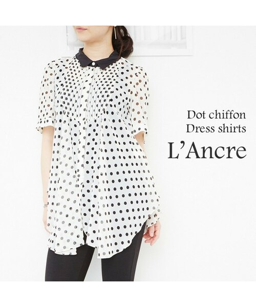 L'Ancre(アンカー)の「L'Ancre (アンカー)ドットシフォン ドレスシャツ(シャツ/ブラウス・レディース・ホワイト・38(M))」の1枚目の写真