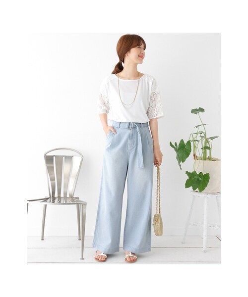 URBAN RESEARCH DOORS（アーバンリサーチドアーズ）の「ワイドデニムベルトパンツ（パンツ・レディース・INDIGO・36/38）」の3枚目の写真