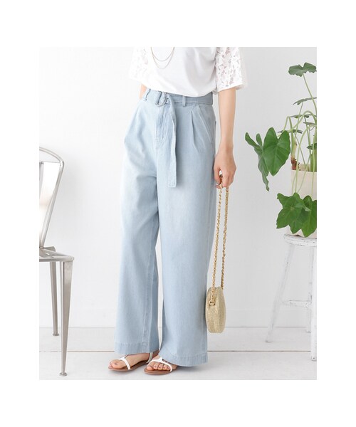 URBAN RESEARCH DOORS（アーバンリサーチドアーズ）の「ワイドデニムベルトパンツ（パンツ・レディース・INDIGO・36/38）」の6枚目の写真