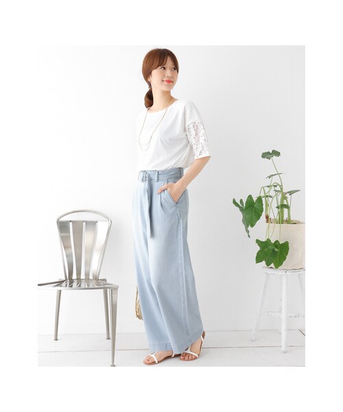 URBAN RESEARCH DOORS（アーバンリサーチドアーズ）の「ワイドデニムベルトパンツ（パンツ・レディース・INDIGO・36/38）」の4枚目の写真