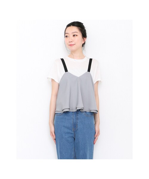 KBF（ケイビーエフ）の「KBF+ バイカラーフレアキャミソール（トップス・レディース・GRAY/OFF/GREGE・one）」の7枚目の写真