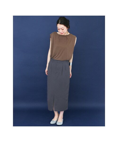 KBF(ケイビーエフ)の「KBF+ フロントスリット2タックスカート(スカート・レディース・BLUE/D.ORANGE/BEIGE・one)」の6枚目の写真