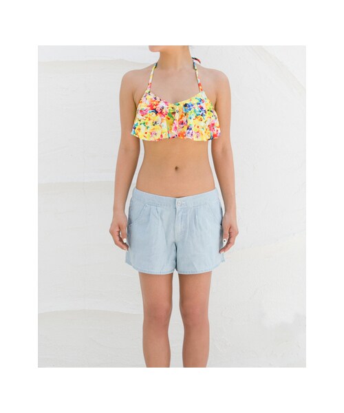 RODE SKO(ロデスコ)の「ビーチセット トロピカルフラワー(水着/着物・浴衣・レディース・YELLOW・S/M)」の6枚目の写真