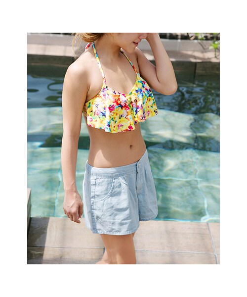 RODE SKO(ロデスコ)の「ビーチセット トロピカルフラワー(水着/着物・浴衣・レディース・YELLOW・S/M)」の4枚目の写真