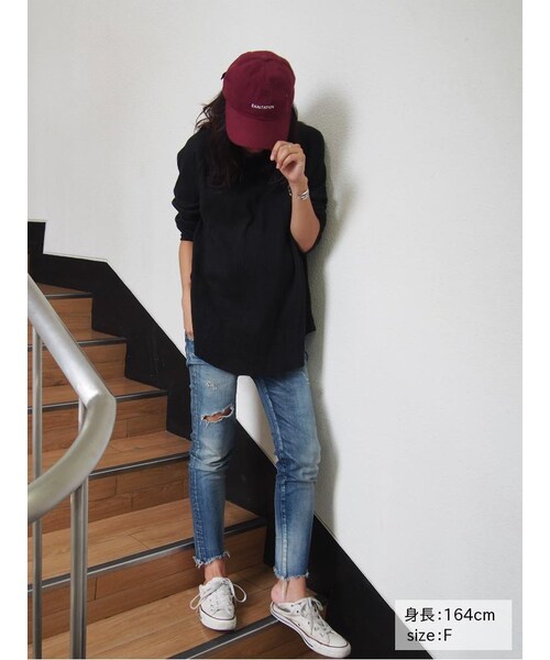 Ungrid(アングリッド)の「ワッフルワイドロングスリーブTee(トップス・レディース・オフホワイト/グレー/ブラック/ネイビー・F)」の6枚目の写真