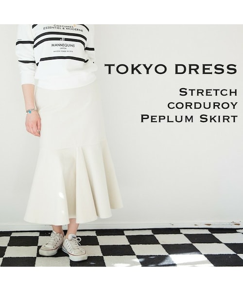 TOKYO DRESS(トウキョウドレス)の「TOKYO DRESS(トーキョードレス) ストレッチコール ペプラムスカート(スカート・レディース・オフホワイト・2(M))」の1枚目の写真