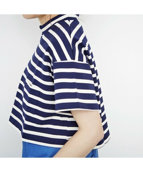 TOKYO DRESS（トウキョウドレス）の「TOKYO DRESS(トーキョードレス) クロップドボーダーTシャツ（Tシャツ/カットソー・レディース・レッド/ネイビー・Free）」の2枚目の写真