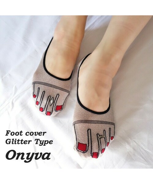 Onyva(オニヴァ)の「Onyva(オニヴァ) フットカバー グリッター(ソックス/靴下・レディース・ベージュ/ゴールド/シルバー/レッド/ネイビー・Free)」の1枚目の写真
