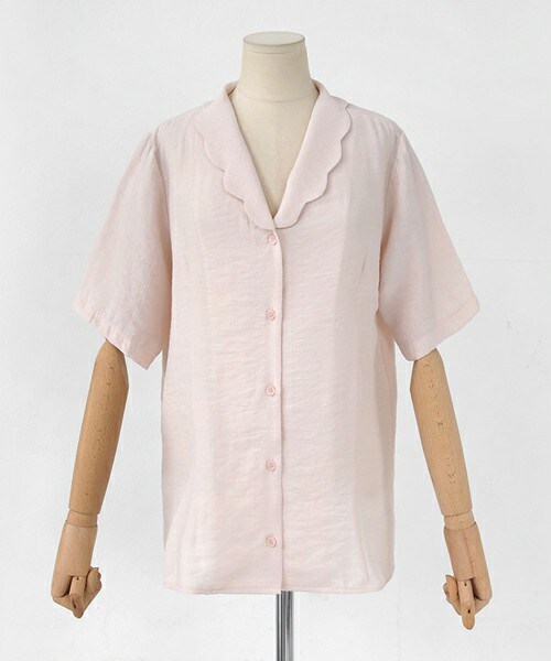 DHOLIC（ディーホリック）の「スカラップカラーショートスリーブブラウス（シャツ/ブラウス・レディース・アイボリー/ライトピンク/ベージュ・FREE）」の3枚目の写真