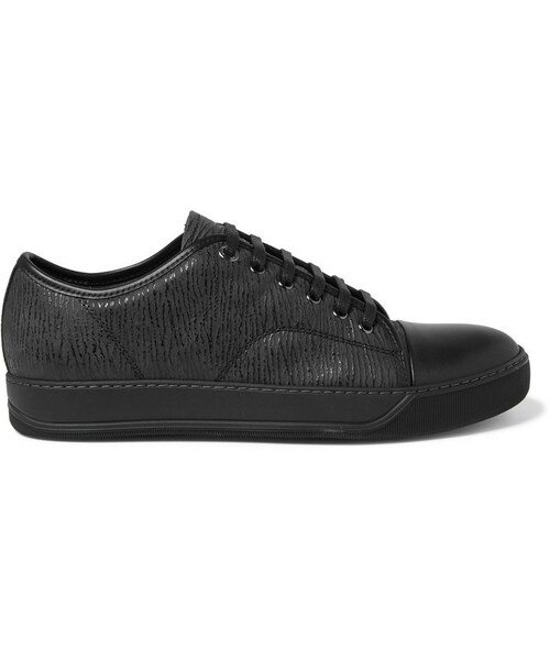 Lanvin Cap-Toe Grained-Leather Sneakers 