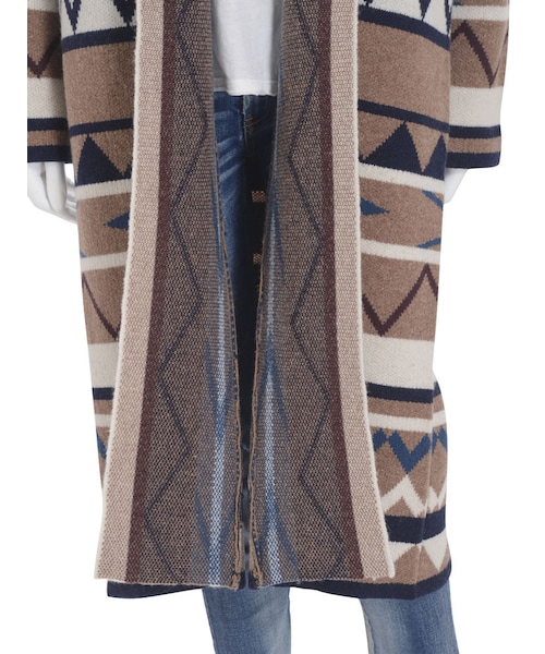 Ungrid（アングリッド）の「ジャカードニットガウン（トップス・レディース・ネイビー/ベージュ・F）」の9枚目の写真