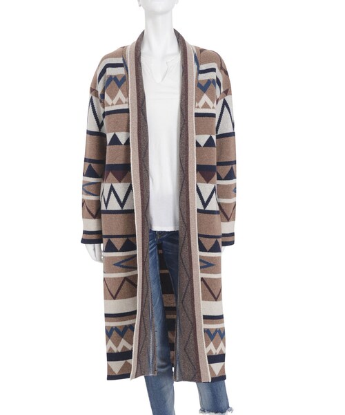 Ungrid（アングリッド）の「ジャカードニットガウン（トップス・レディース・ネイビー/ベージュ・F）」の5枚目の写真