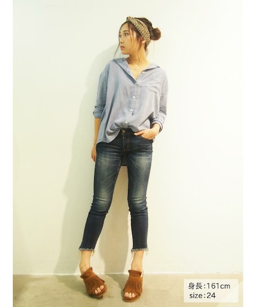 Ungrid フレイドヘムストスリ（インディゴ） Ungrid 期間限定10%OFF UNGRID アングリッド クラッシュフレイド