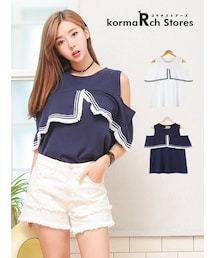 KORMARCH | フロントフレア肩開きトップス(Tシャツ/カットソー)