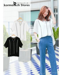 KORMARCH | ポイントリーフ刺繍スキッパーブラウス(シャツ/ブラウス)