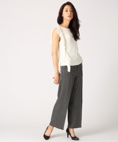 BLISS POINT（ブリスポイント）の「TRワイドトラウザー（パンツ・ブラック/ブラウン/グレーストライプ/ネイビーストライプ・M/L）」の7枚目の写真